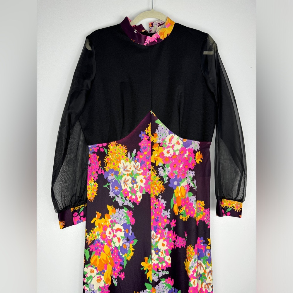 Vintage Montgomery Ward Maxi Dress Sz 8 Floral Conservative - Picture 2 of 8